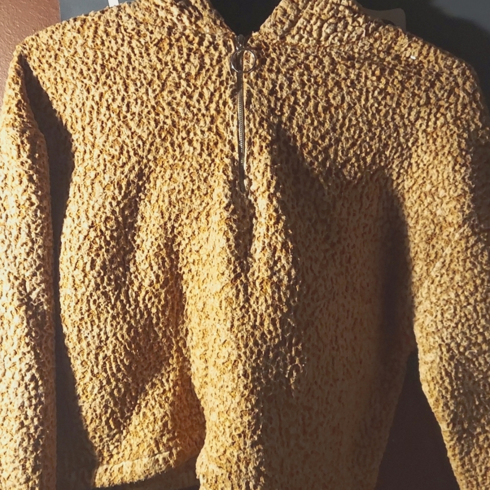 Long sleeve fuzzy light orange hoodie